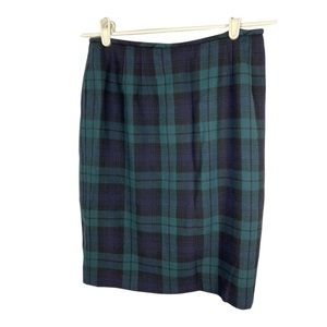 Plaid Pencil Skirt - Green and Black